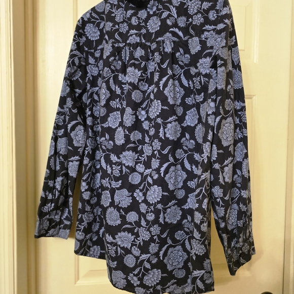 Roaman's Blue and Gray Floral Blouse - Picture 2 of 5